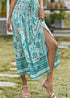 Boho Skirts in Smocked Waist, Bird Garden in Blue For Women